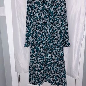 Who What Wear Blue and Black Bishop Sleeve Sundress